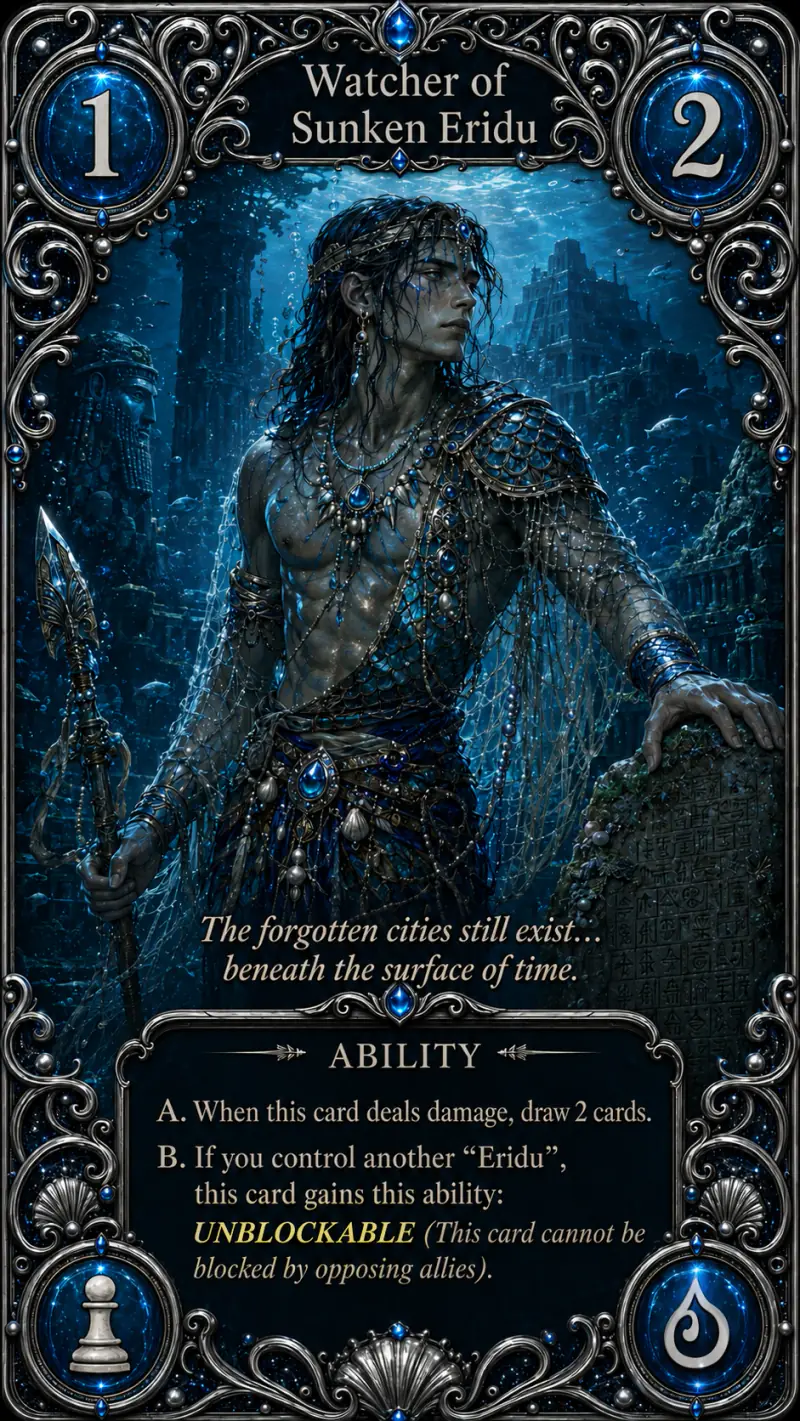 Allies card illustration showing a Sumerian warrior vessel